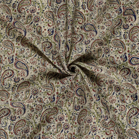 Katoen - Batik paisley beige