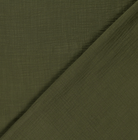 Double gauze - Linnenlook donkerkhaki