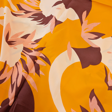 Viscose  - Grote print oranje roze four
