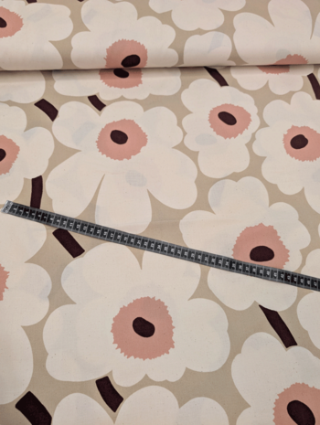 Katoen - Pieni unikko beige roze