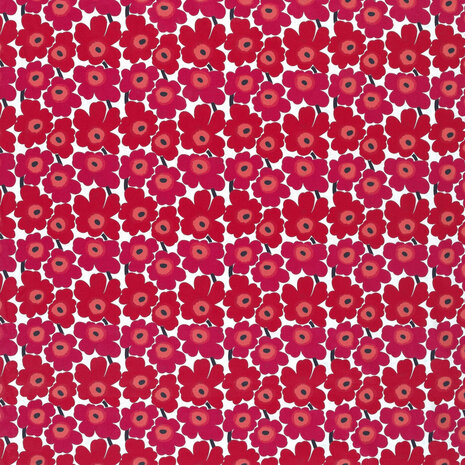 Katoen - Mini unikko rood fuchsia
