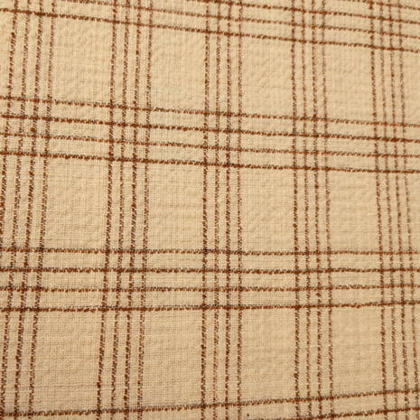 Coupon 200 - Jacquard jersey Carreaux ecru en donker camel FI