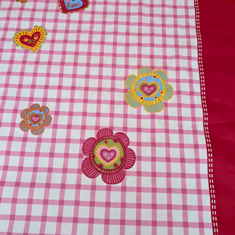 Deco stof - Bloemen op roze vichy