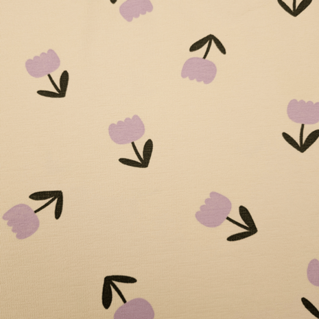 Terry crepe - Tulpen in de wind lila