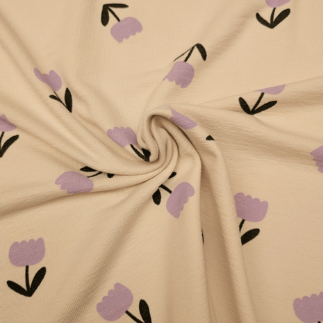 Terry crepe - Tulpen in de wind lila
