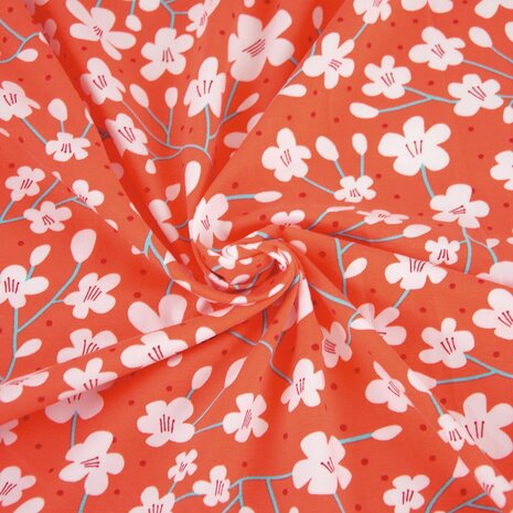 Coupon 120 / Jersey - Oranje japans bloem