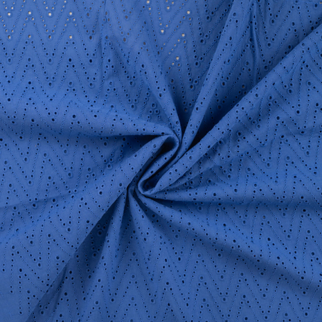 Coupon 85/ Broderie 2 - Blauw met zigzagpatroon