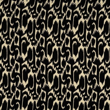 Coupon 100/ Viscose - Stijlmotief zwart ecru