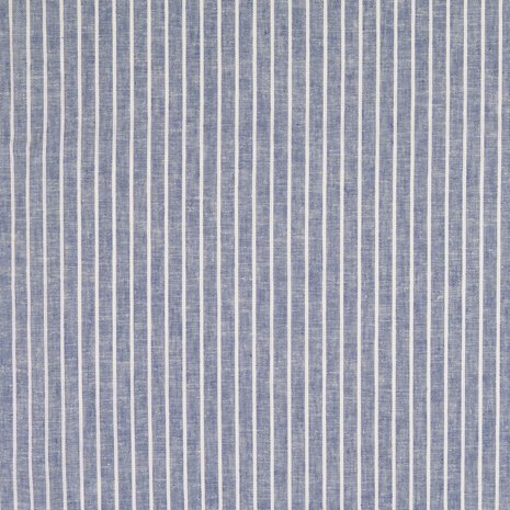 Coupon 125 / Linnen katoen strepen - Denimblauw 5027
