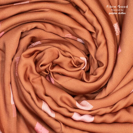 Coupon 210 /Viscose - Fibremood roze hoeken op caramel