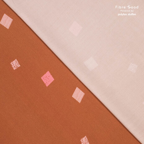 Coupon 210 /Viscose - Fibremood roze hoeken op caramel
