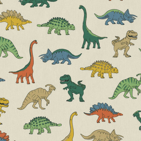 Canvas - Dino wereld op beige
