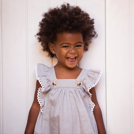 Coupon 105 /Linnen viscose - Playtime Glacier gray