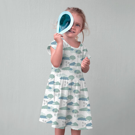 coupon 175/Double gauze - Eenhoorn op pastelwolk