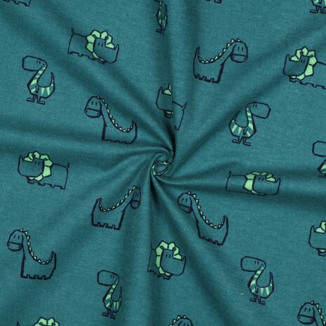 Flanel - Dino donkergroen