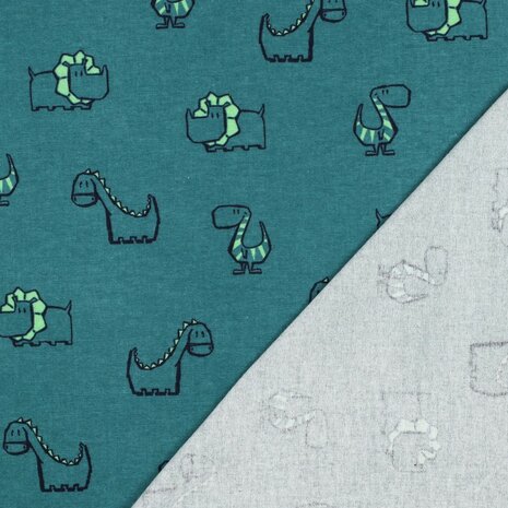 Flanel - Dino donkergroen