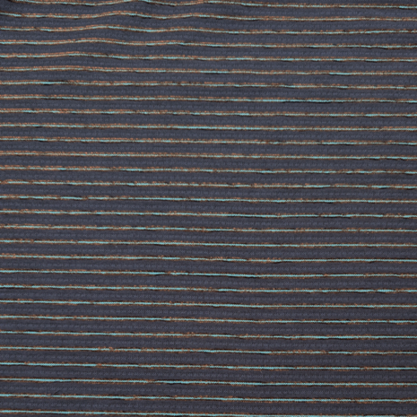 Katoen viscose - Blauw met mini bruinstreep