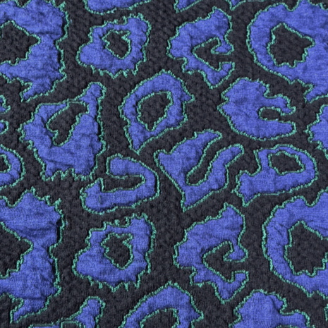 Jacquard jersey - Leopard zwart blauw groen