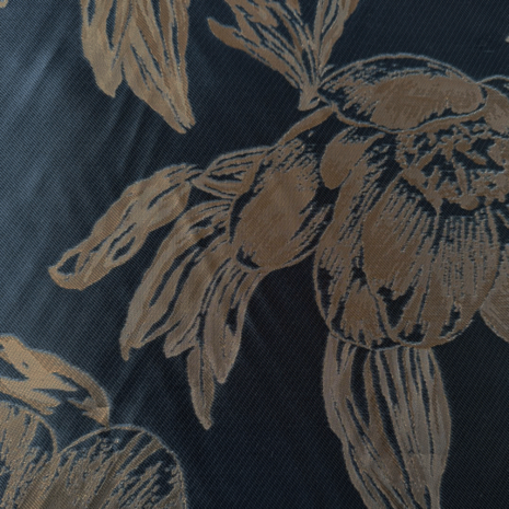 Jacquard - zwart met koperen xl bloem