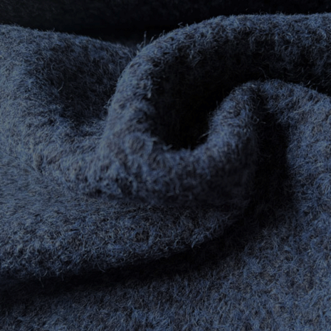 Mantelstof boiled - Gemeleerd donkerblauw