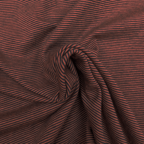 Jersey - Classic fine stripe roest zwart