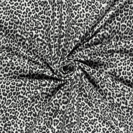 French terry - Leopard grijze tint