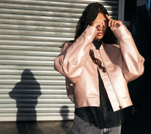 Vegan leder - Shiny lichtroze fi