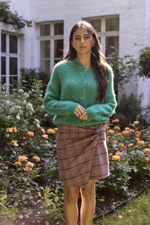 Coupon 220/Damesstof - Red checked jupe