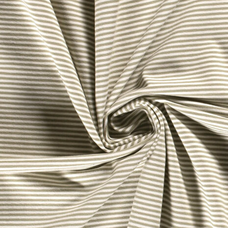 coupon 170/Jersey - Mini stripes olijfgroen