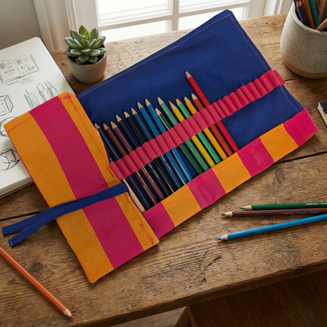 Stoffenpakket - Potlodenrol fuchsia stripes