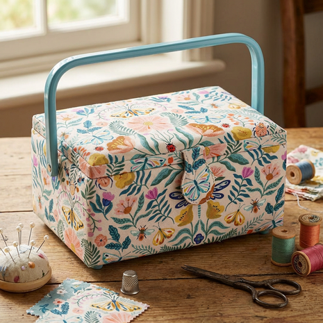 Naaidoos - Ecru met kleurrijke vlinder