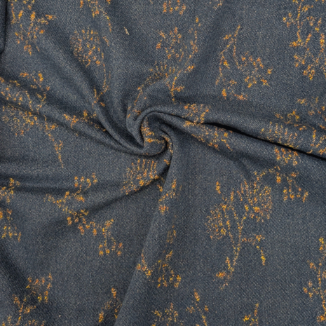 coupon 100 / Jacquard denimblauw met twijgjes fi