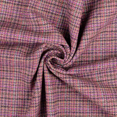 Coupon 100 / Mantelstof - Carreaux emma paars