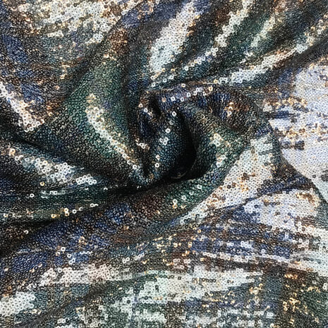 coupon 145/Polyester -  Pailletten carreaux blauw