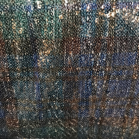 coupon 145/Polyester -  Pailletten carreaux blauw