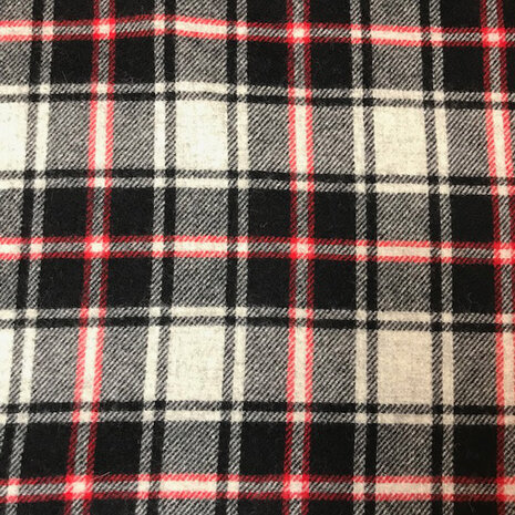 coupon 285 / Mantelstof - Zwart grijs rode carreaux