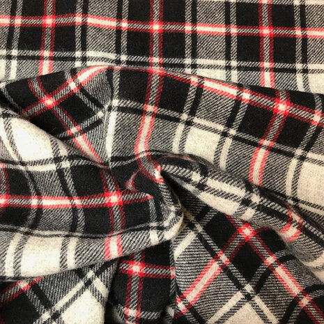 coupon 285 / Mantelstof - Zwart grijs rode carreaux