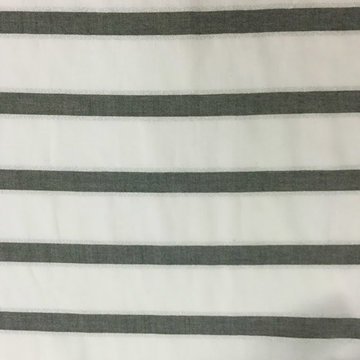 Katoen - Witte  brede grijze streep met lurex