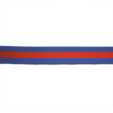 Tassenband 38mm - koningsblauw met rode streep