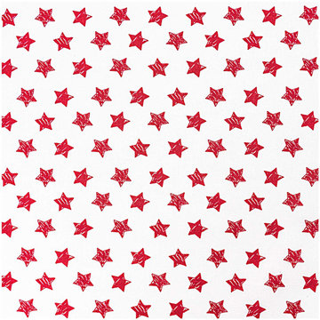 Katoen - Wit met rode gekleurde ster