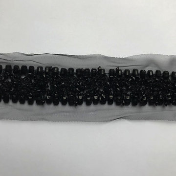 Couture kant 35mm - Zwarte parelband