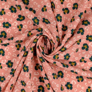 Viscose - Roze met groene bloem