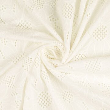 Broderie - Opengewerkt grote bloemen wit