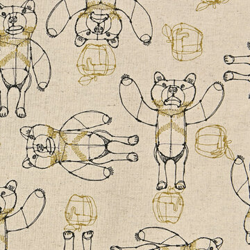 Canvas - Teddyberen op linnenlook
