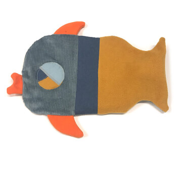 Stoffenpakket - Warmwaterkruik zoenende vis blauw oranje