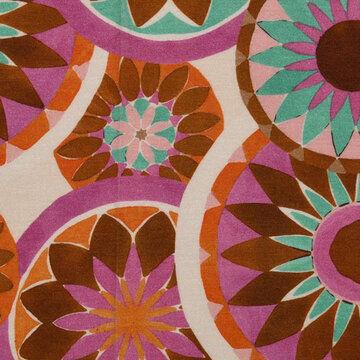 Viscosejersey - Zomerse ellips bloemen fuchsia