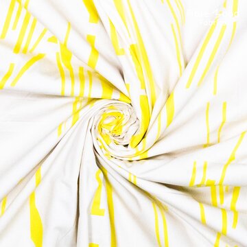 Katoen - Ecru met gele vormen fibremood