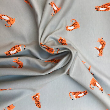 Jersey - Fluo oranje tijger op grijs