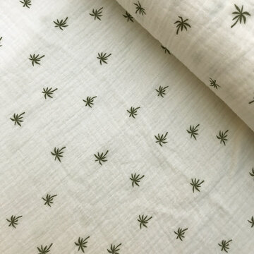 Tetradoek - Wit met groene palmboompjes