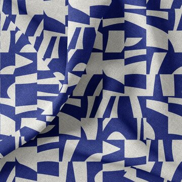 Canvas - Koningsblauwe geometrische print wit